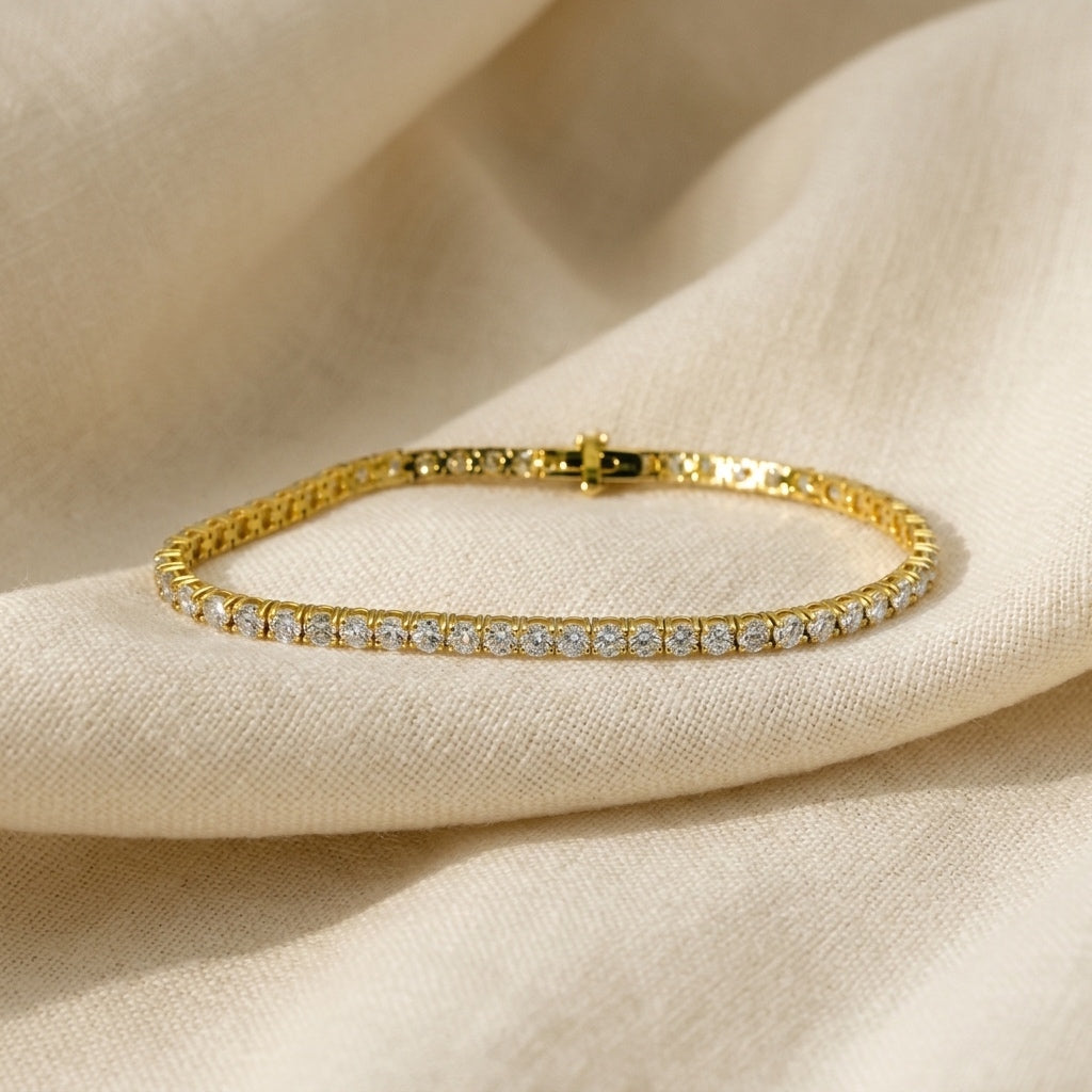 14k Yellow Gold VS Lab-Grown Diamond Tennis Bracelet 6.20CT