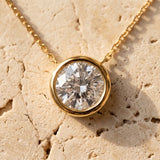 14k Yellow Gold VS Round Lab-Grown Diamond Solitaire Pendant Necklace 1.55CT