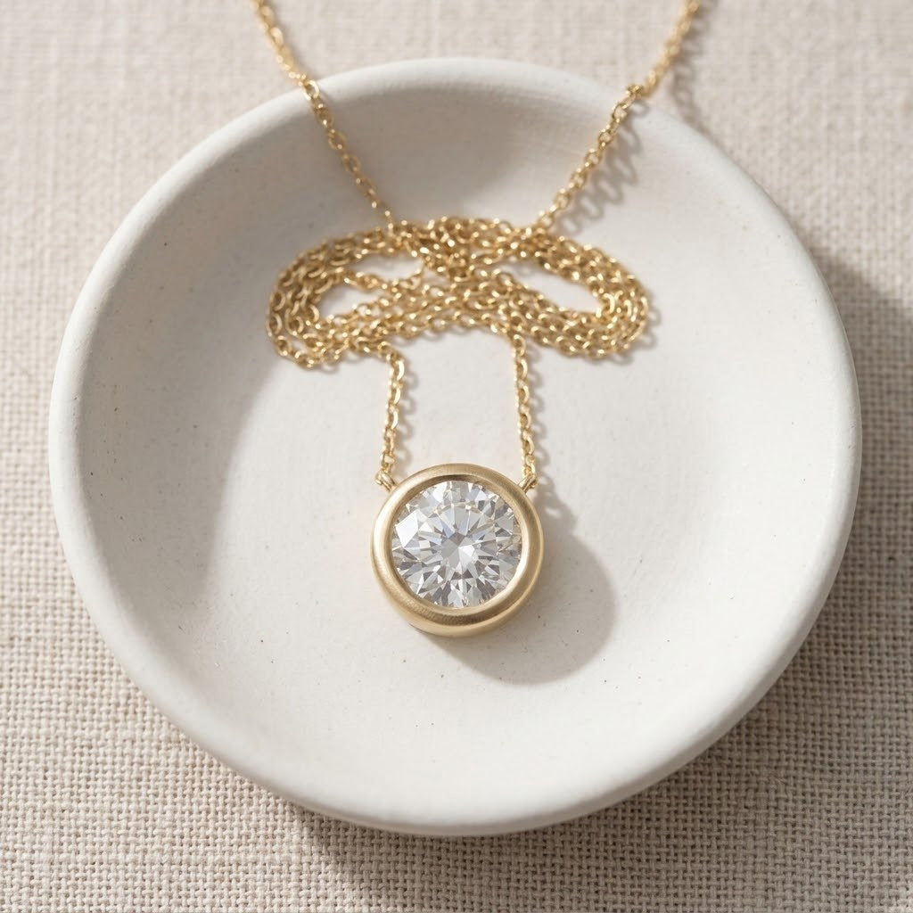 14k Yellow Gold VS Round Lab Grown Diamond Solitaire Pendant Necklace 1.57ct