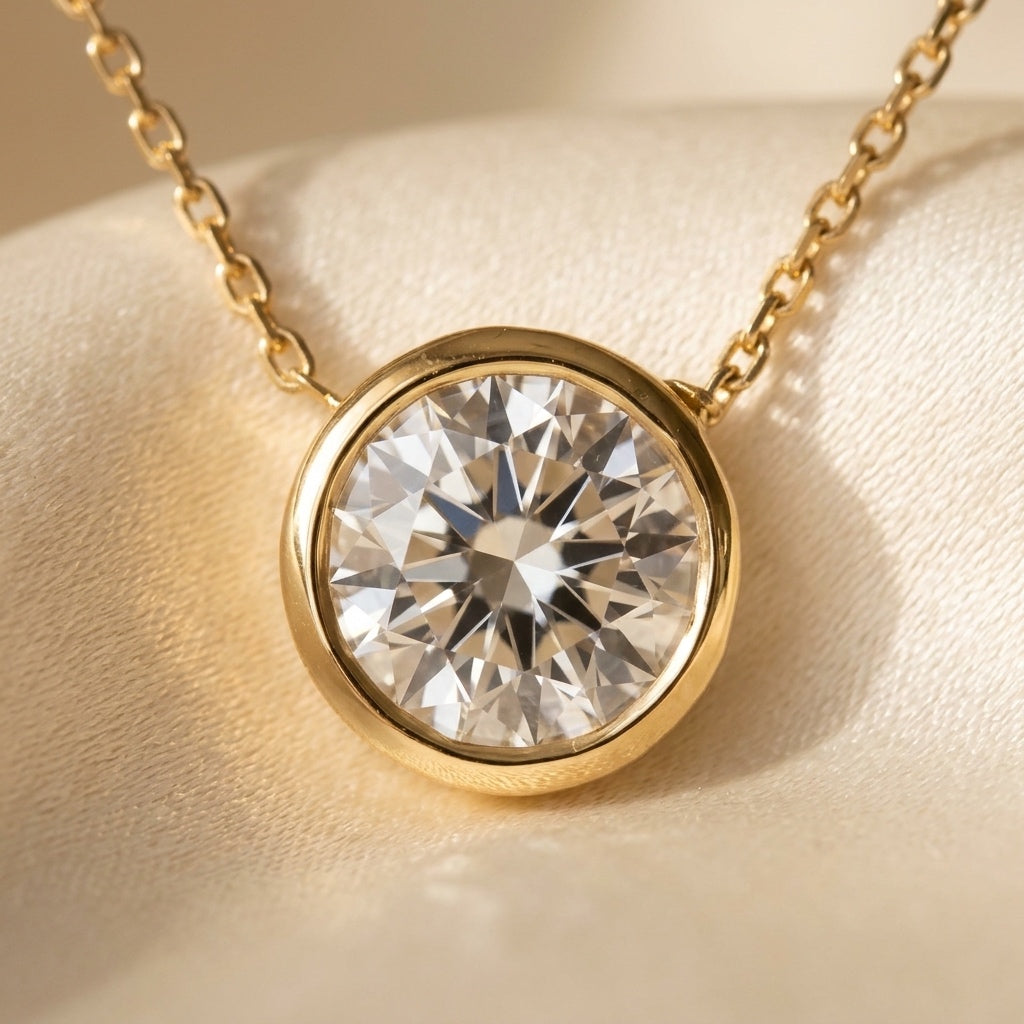 14k Yellow Gold VS Round Lab-Grown Diamond Solitaire Pendant Necklace 2.03CT