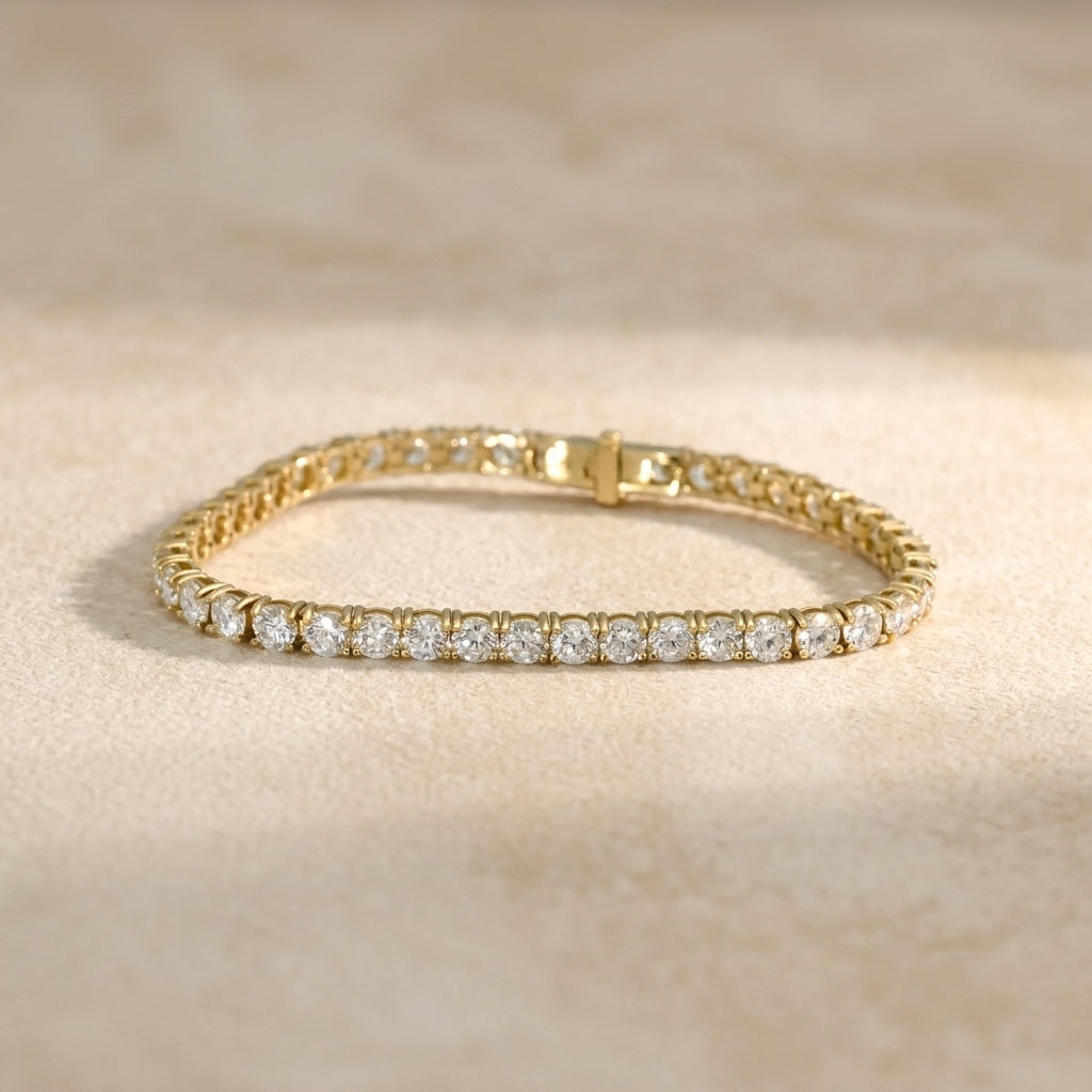 14k Yellow Gold VS Round Lab-Grown Diamond Tennis Bracelet 10.40CT