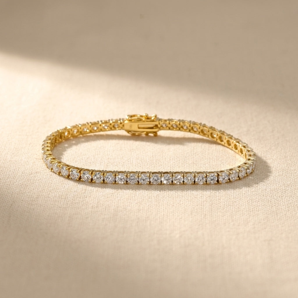 14k Yellow Gold VS Round Lab-Grown Diamond Tennis Bracelet 7.55CT