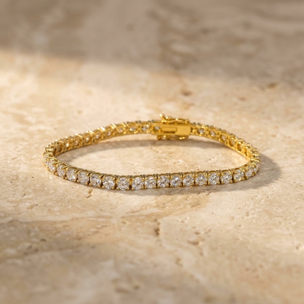 14k Yellow Gold VS Round Lab-Grown Diamond Tennis Bracelet 9.75CT