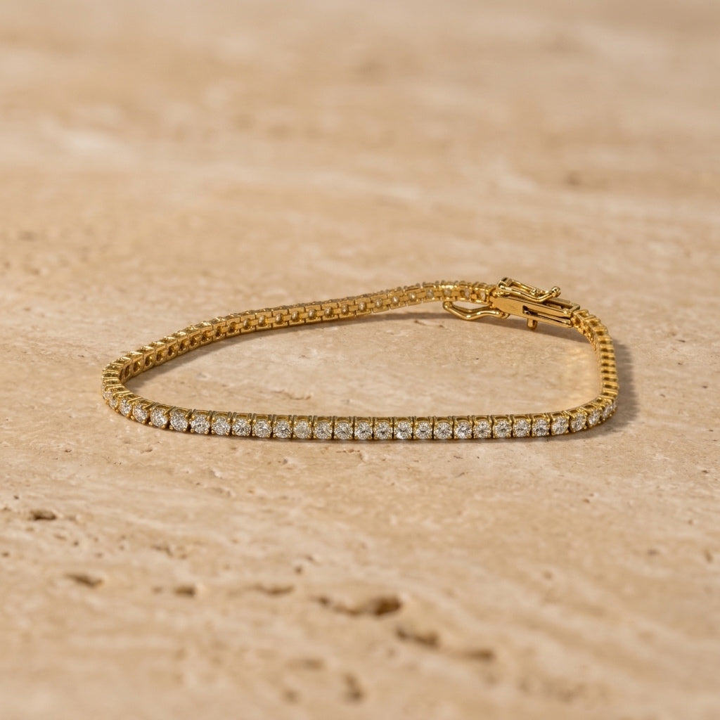 14k Yellow Gold VS Round Natural Diamond Tennis Bracelet 3.03CT