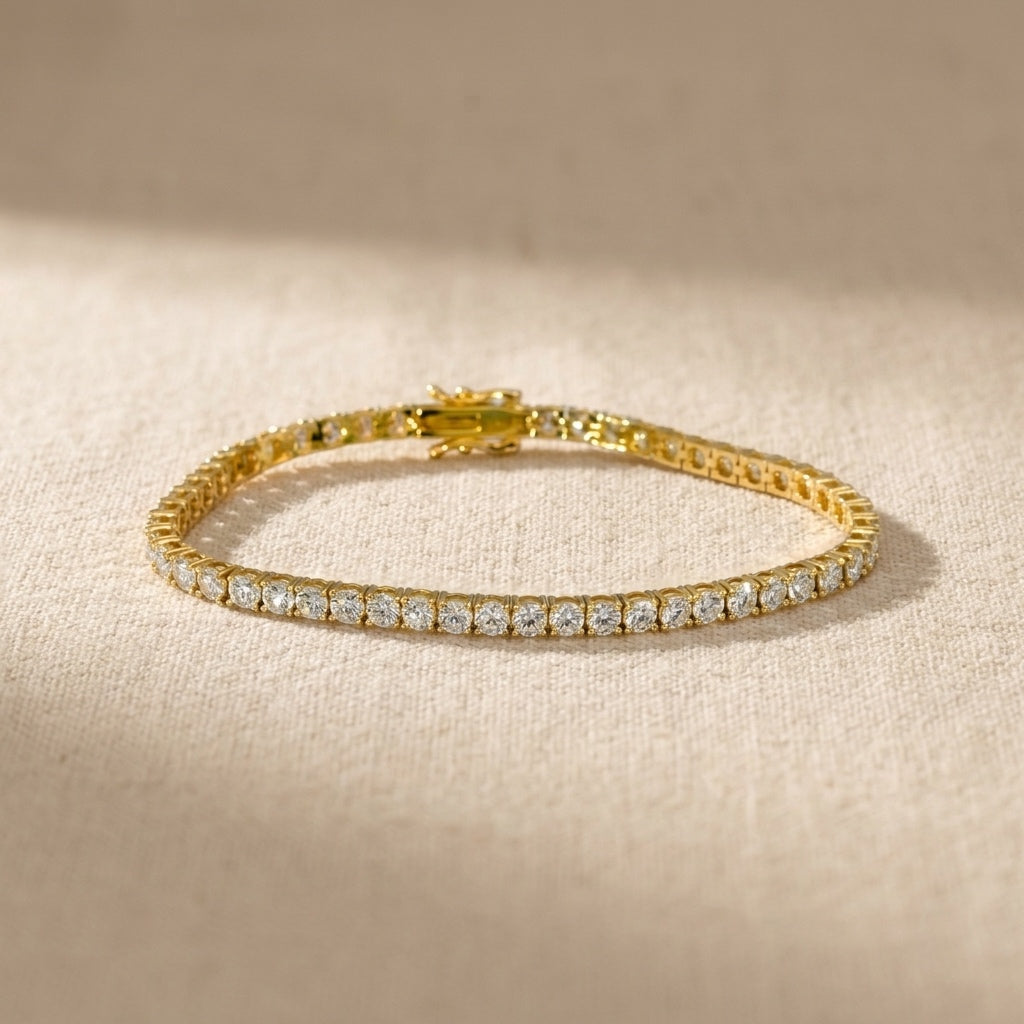 14k Yellow Gold VS Round Natural Diamond Tennis Bracelet 5.69CT