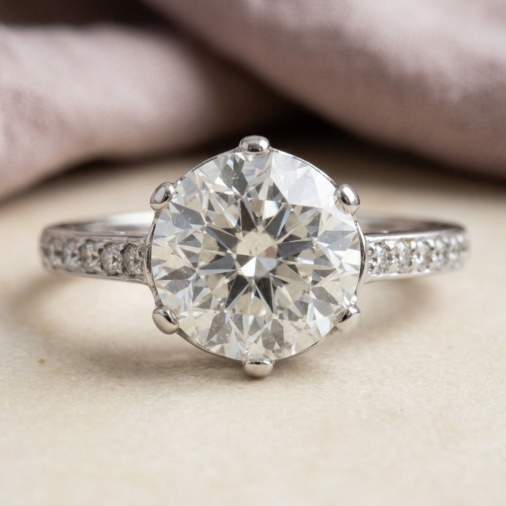 18k White Gold Round Diamond Engagement Wedding Ring 2.17CT w/ 2.01CT Center