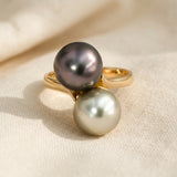 18k Yellow Gold 10mm Pearl Cocktail Ring Size 6