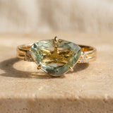 18k Yellow Gold Aquamarine Ring 2.0CT Size 7 w/ Diamond Accents