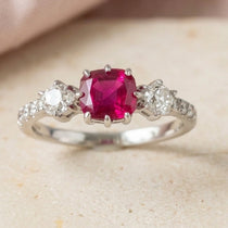 AGL Certified Antique Platinum Burma Ruby and Diamond Ring 1.70CT Size 6.25