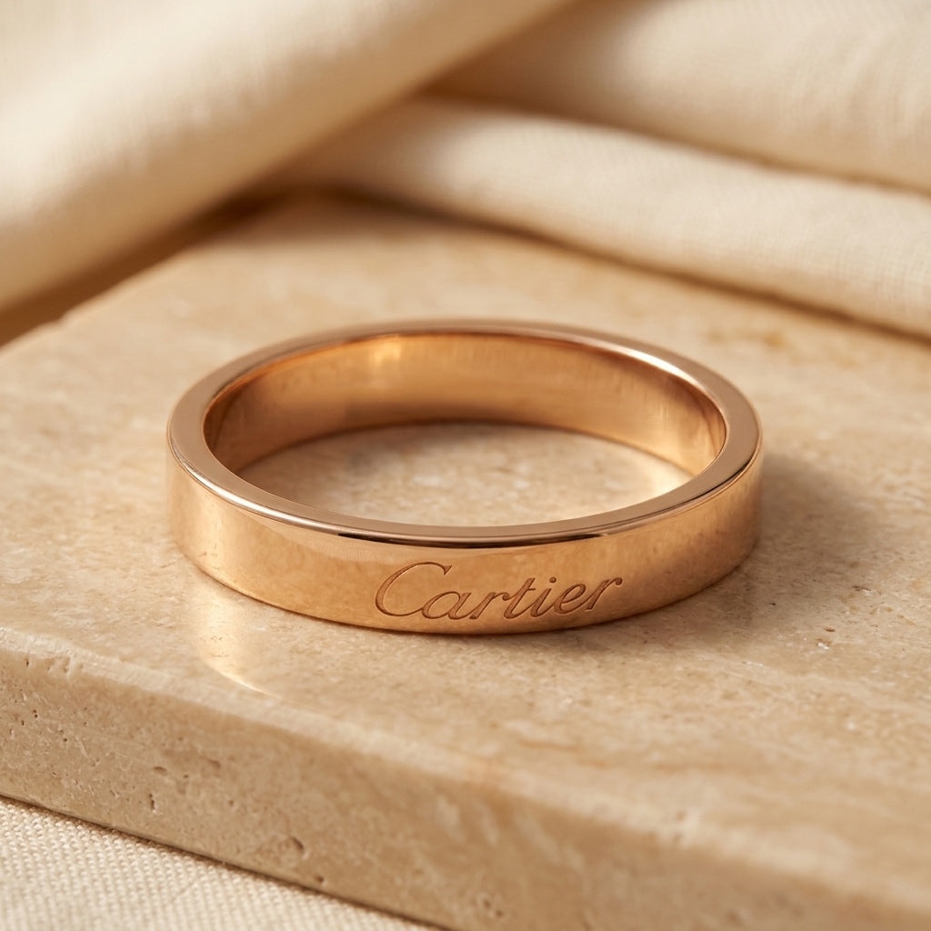 Cartier 18k rose gold 4.0mm wide band ring
