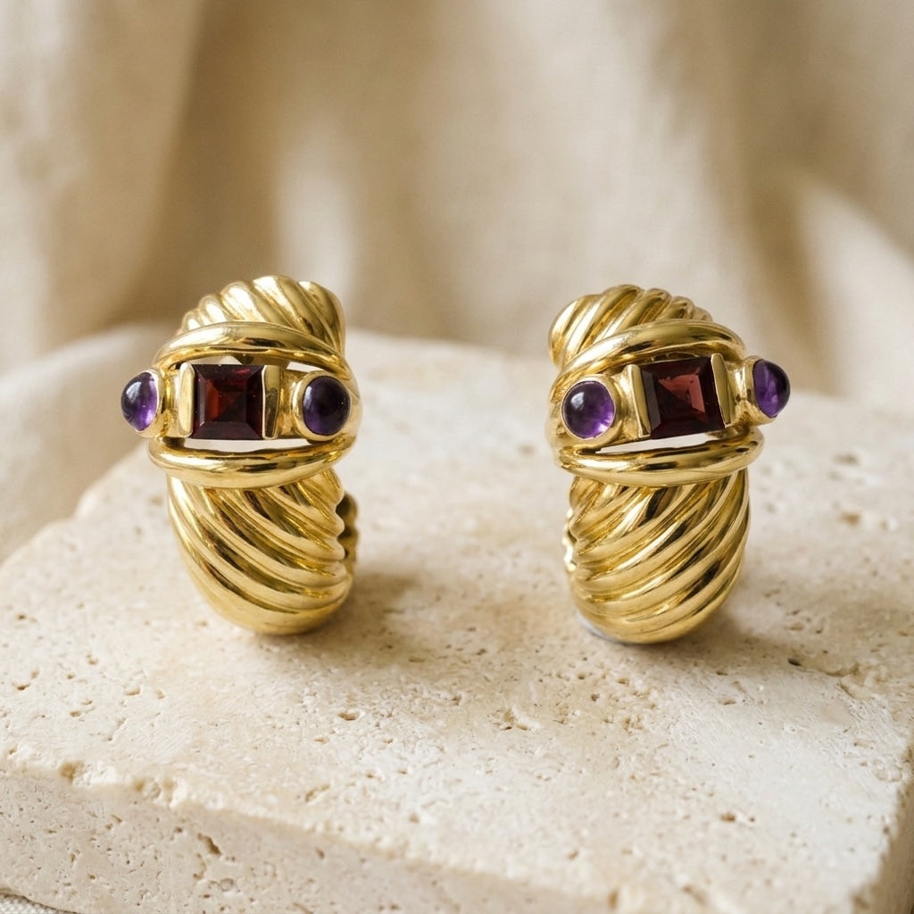 DAVID YURMAN 14k Yellow Gold Assorted Gemstone Renaissance Shrimp Earrings