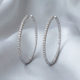 DAVID YURMAN 18k White Gold Diamond Reverse Set Inside Out Hoop Earrings 3.0CT