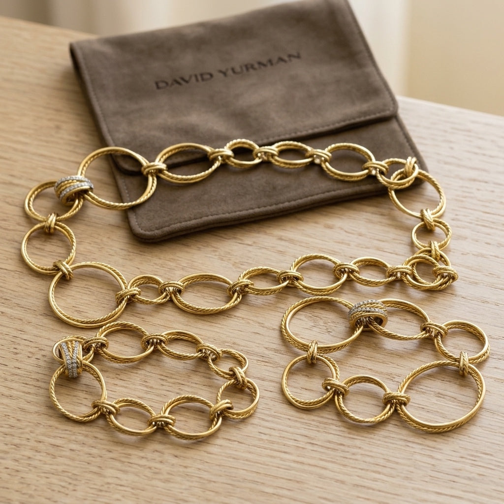 DAVID YURMAN 18k Yellow Gold Diamond Crossover Convertible Necklace & Bracelet