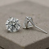 GIA Certified 14k White Gold I2/G Round Diamond Martini Stud Earrings 3.36CT