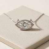 IGI 14k White Gold VS1 F Lab Grown Marquise Diamond Pendant Necklace 1.38ct