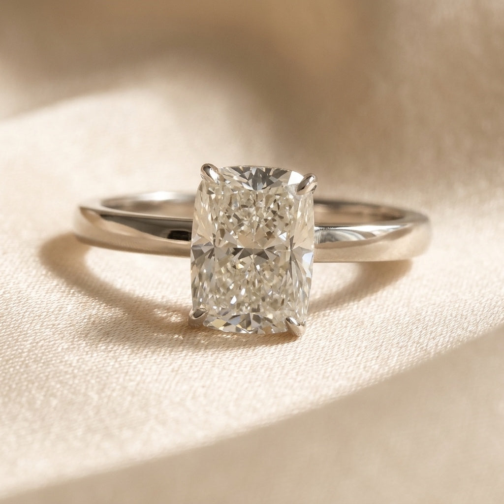 IGI 14k White Gold VS2/F Cushion Lab-Grown Diamond Ring 1.92CT Size 5.75