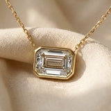 IGI 14k Yellow Gold VS1 G Emerald Cut Lab Grown Diamond Pendant Necklace 2.60ct
