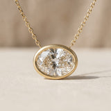 IGI 14k Yellow Gold VS1 G Lab Grown Oval Diamond Pendant Necklace 2.35ct
