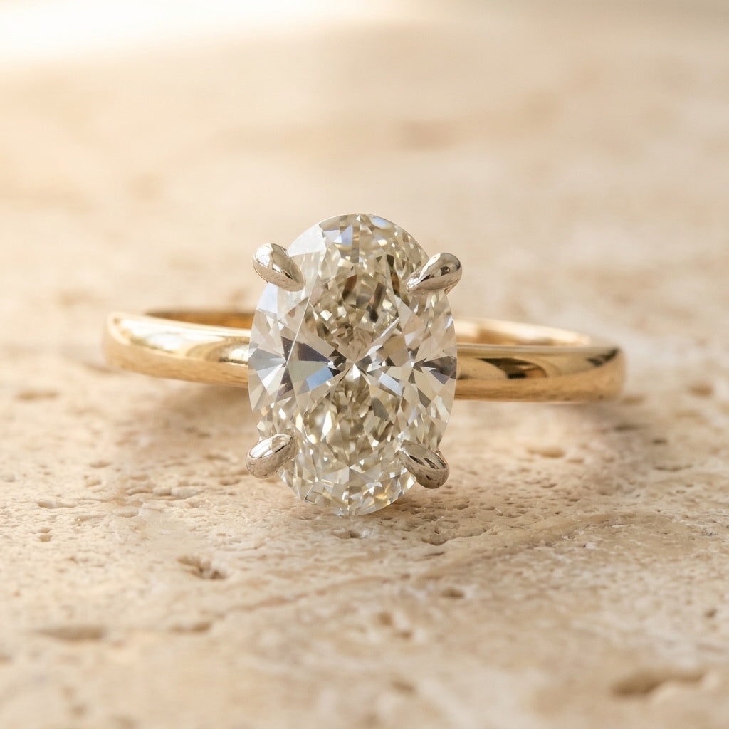 IGI 14k Yellow Gold VS1/G Oval Lab-Grown Diamond Solitaire Ring 2.38CT Size 5.75