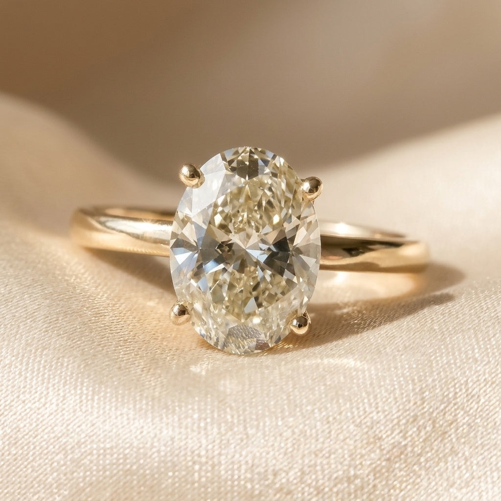 IGI 14k Yellow Gold VS1/G Oval Lab-Grown Diamond Solitaire Ring 2.56CT Size 5.75
