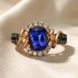 LE VIAN 14k Rose Gold Diamond & "Blueberry" Tanzanite Ring 2.0CT Size 7