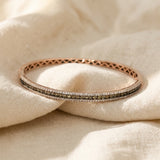LE VIAN 14k Rose Gold White & Chocolate Diamond Hinged Bangle Bracelet 2.50CT