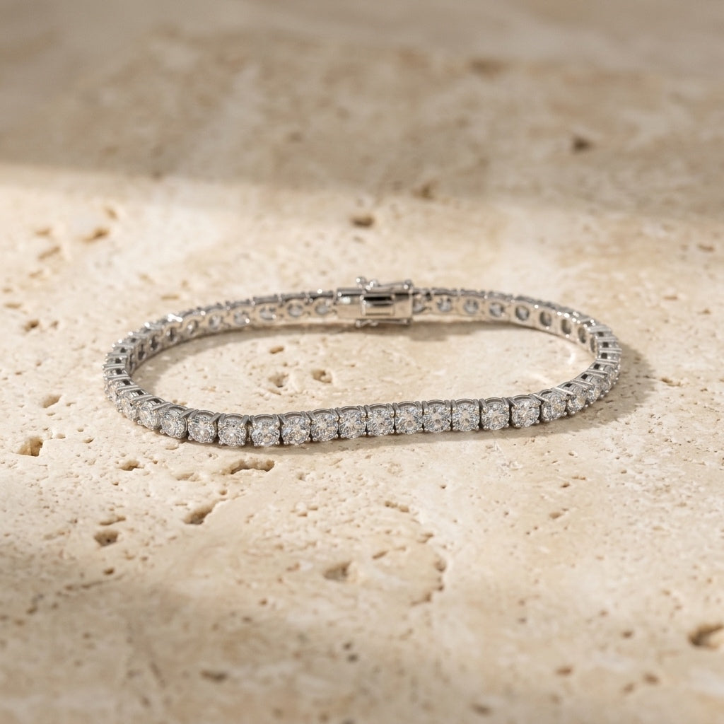Platinum VS Round Lab-Grown Diamond Tennis Bracelet 9.54CT