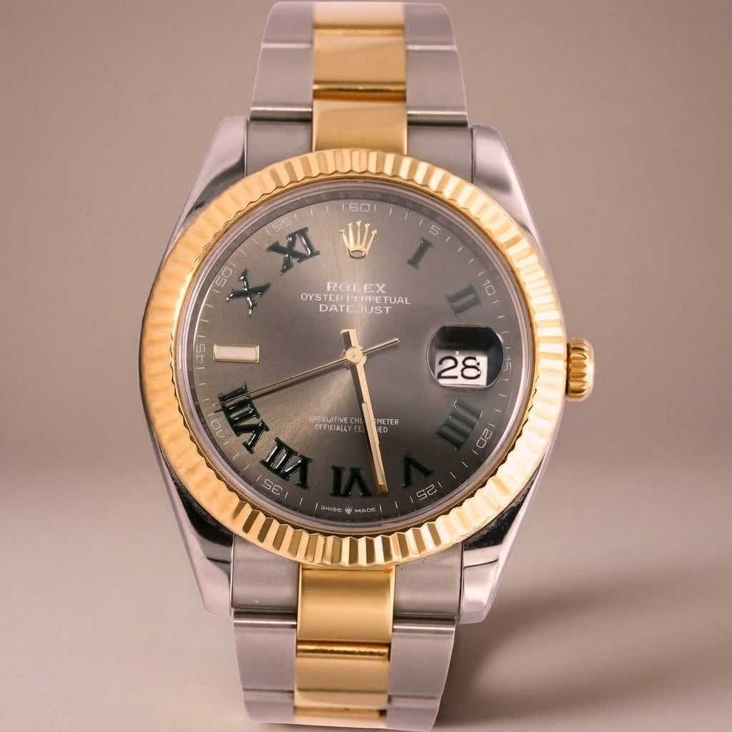 ROLEX Stainless Steel 18k Gold Datejust 41 "Wimbledon" Dial Watch Ref 126333