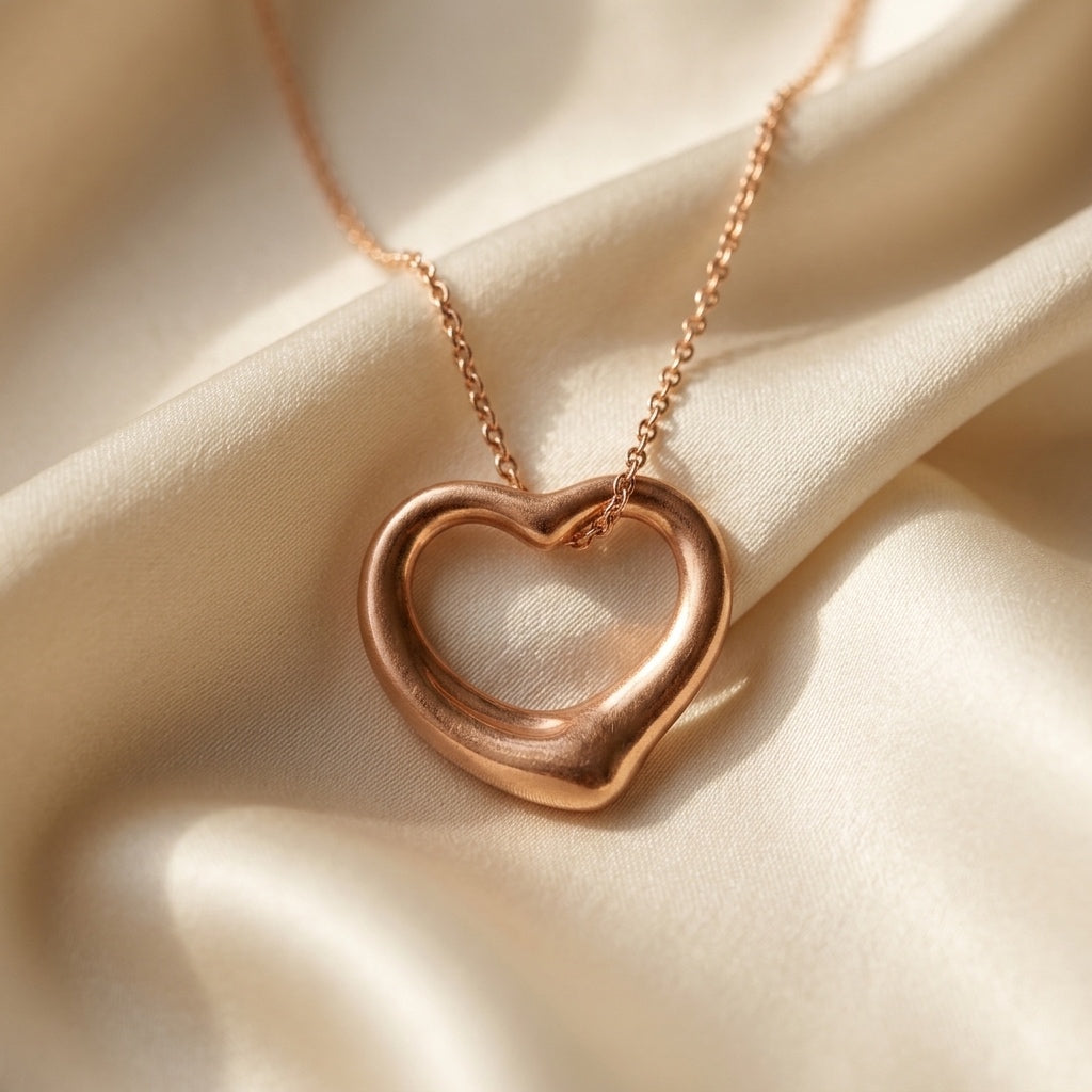 TIFFANY & CO. 18k Rose Gold Elsa Peretti Heart Pendant Necklace