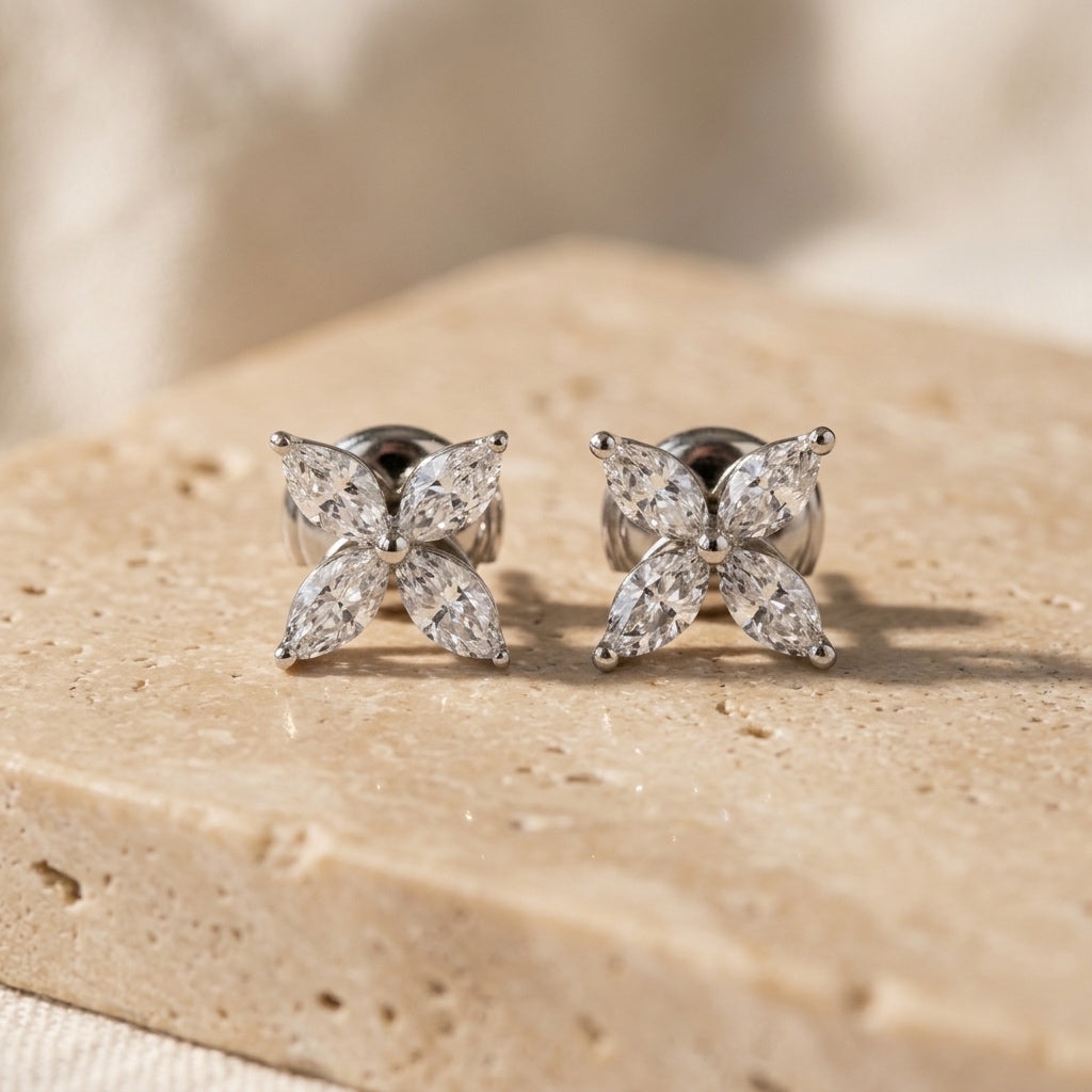 TIFFANY & CO. Victoria Marquise Diamond Platinum Large Size Stud Earrings 1.62CT