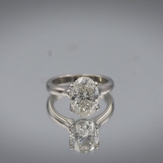 Platinum Oval Cut Diamond Solitaire Engagement Wedding Ring 3.15CT Size 5.5