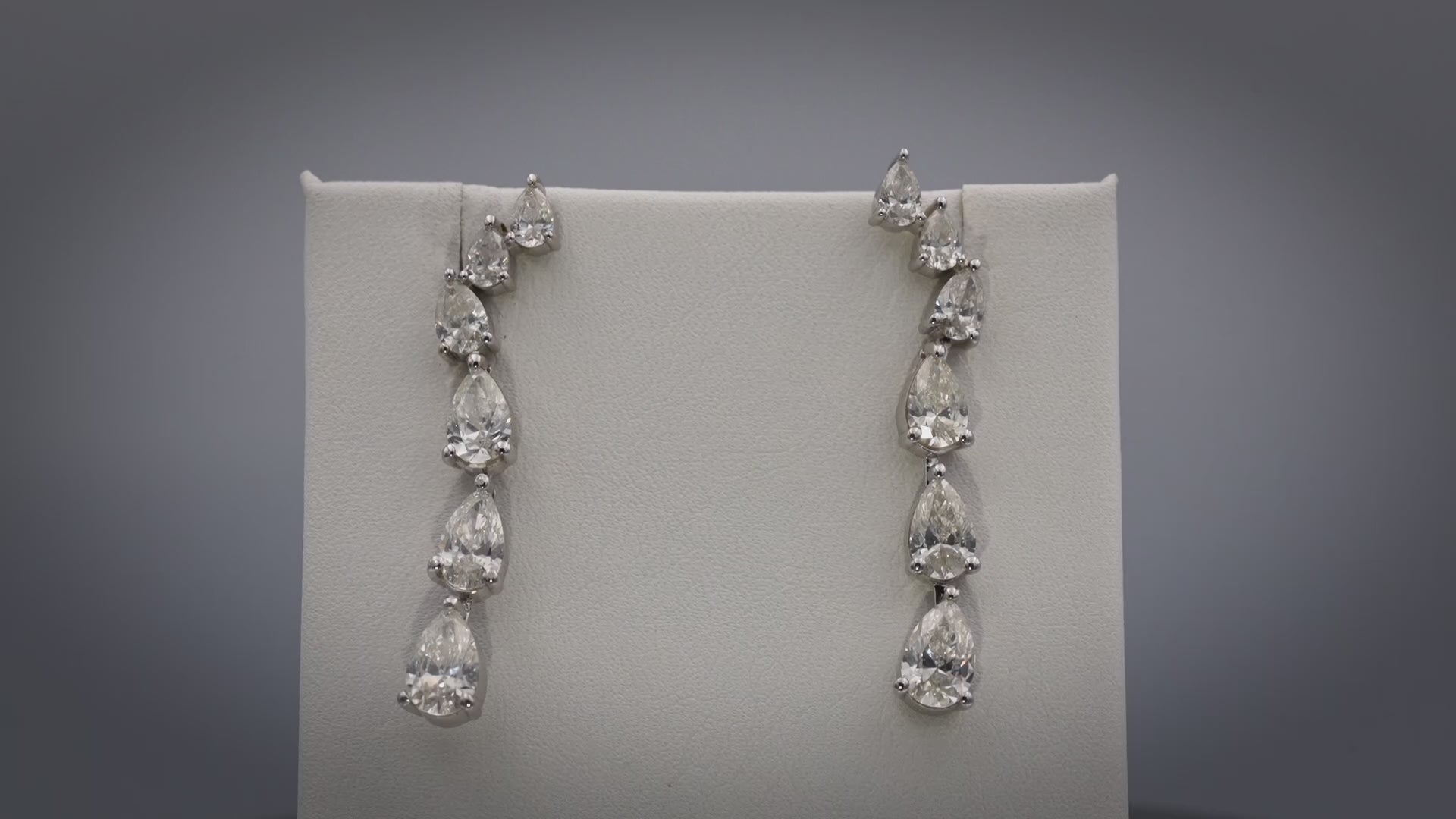 18k White Gold Pear Cut Diamond Drop Dangle Earrings 5.34CT