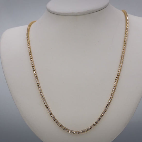14k Yellow Gold Round Diamond Tennis Necklace 11.31CT