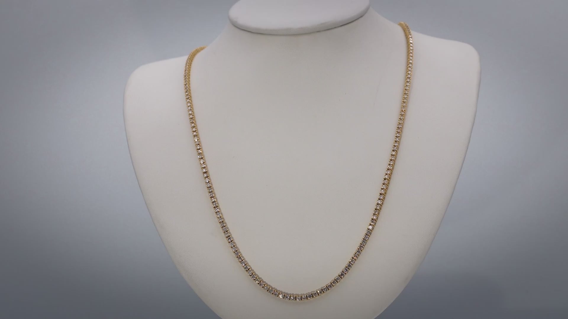 14k Yellow Gold Round Diamond Tennis Necklace 11.31CT