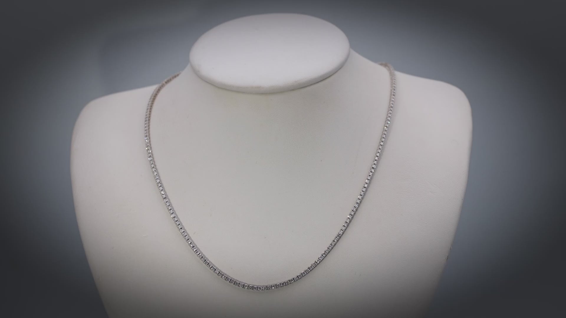 14K White Gold VS Round Diamond Tennis Necklace 5.35CT 217 Pieces
