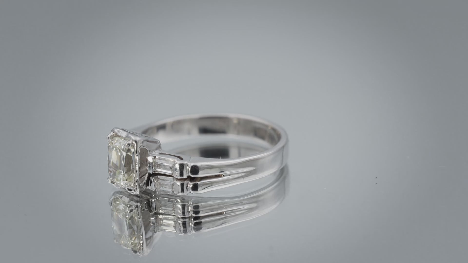 GIA 14k White Gold VS1/K Old Mine Diamond Engagement Ring 1.20CT w/ 1.0CT Center