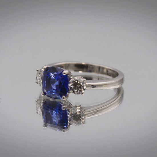 GIA Certified Platinum Royal Blue Sapphire & Diamond Ring 2.92CT Size 6.5