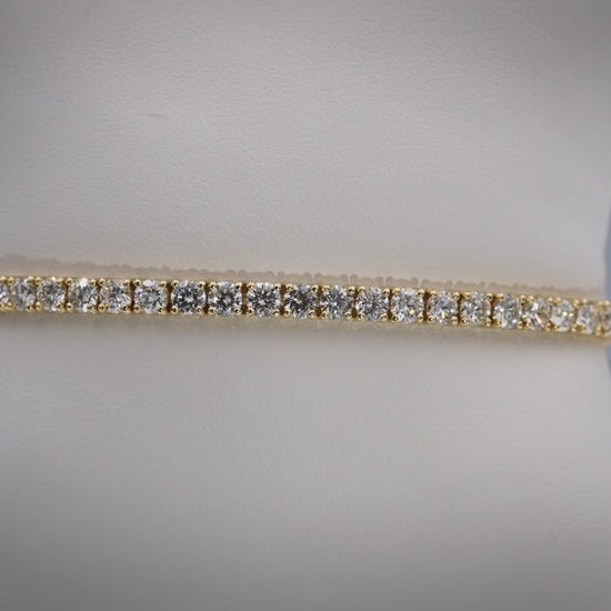 14k Yellow Gold VS Round Diamond Tennis Bracelet 7.19CT