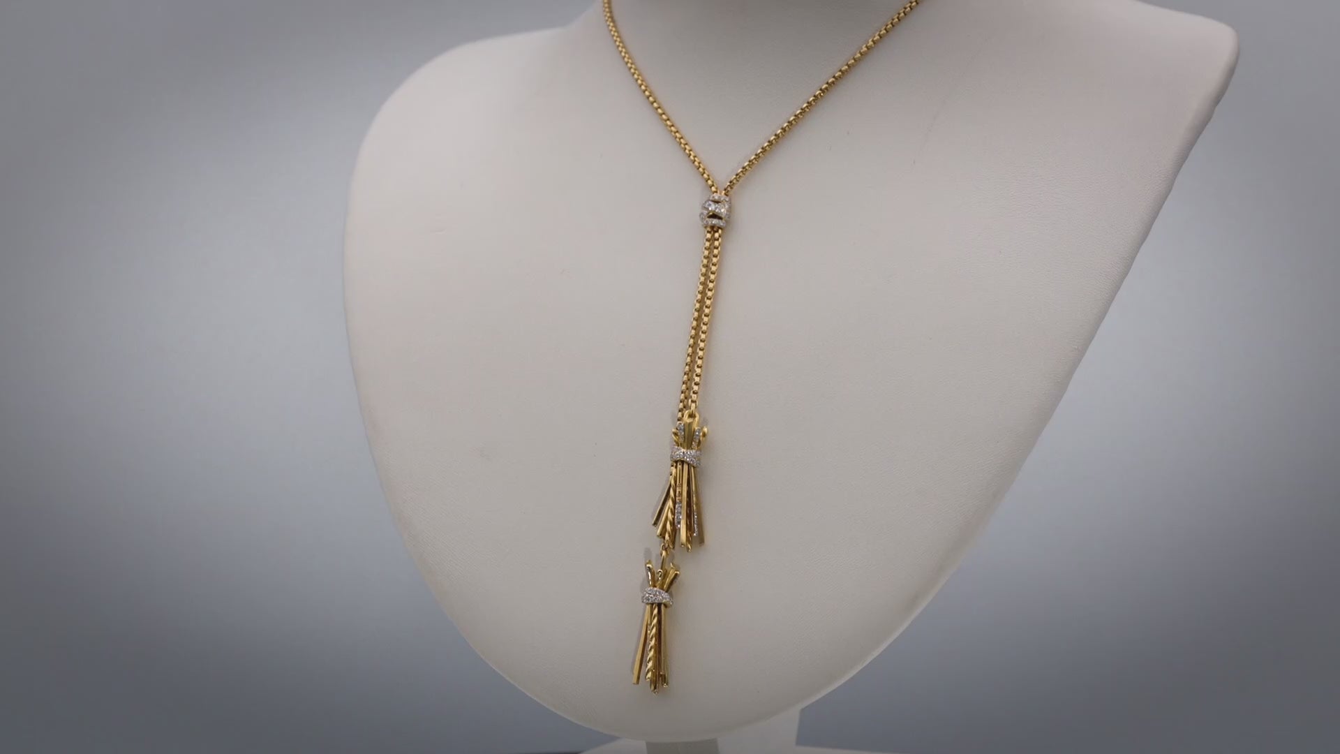 DAVID YURMAN 18k Gold Diamond Angelika Tassel Bolo Necklace 0.79CT 9500 Retail