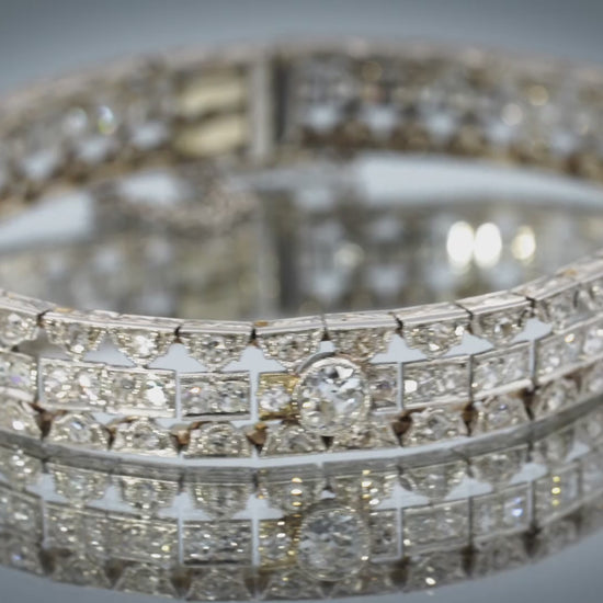 Vintage Antique Platinum 14k Gold VS Diamond Three Row Bracelet 4.10CT