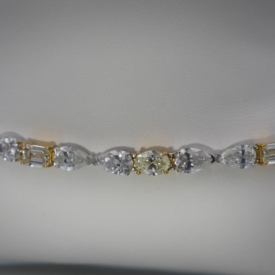 18k White Yellow Gold Emerald Oval Pear Cut Diamond Bracelet 14.0CT