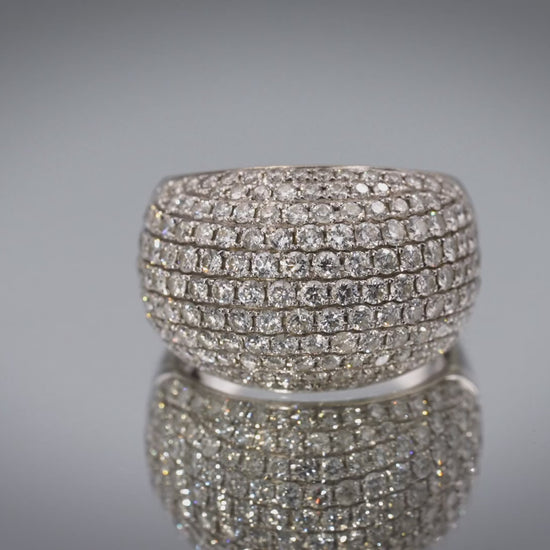 18k White Gold Round Diamond Cluster Dome Cocktail Ring 3.0CT Size 9