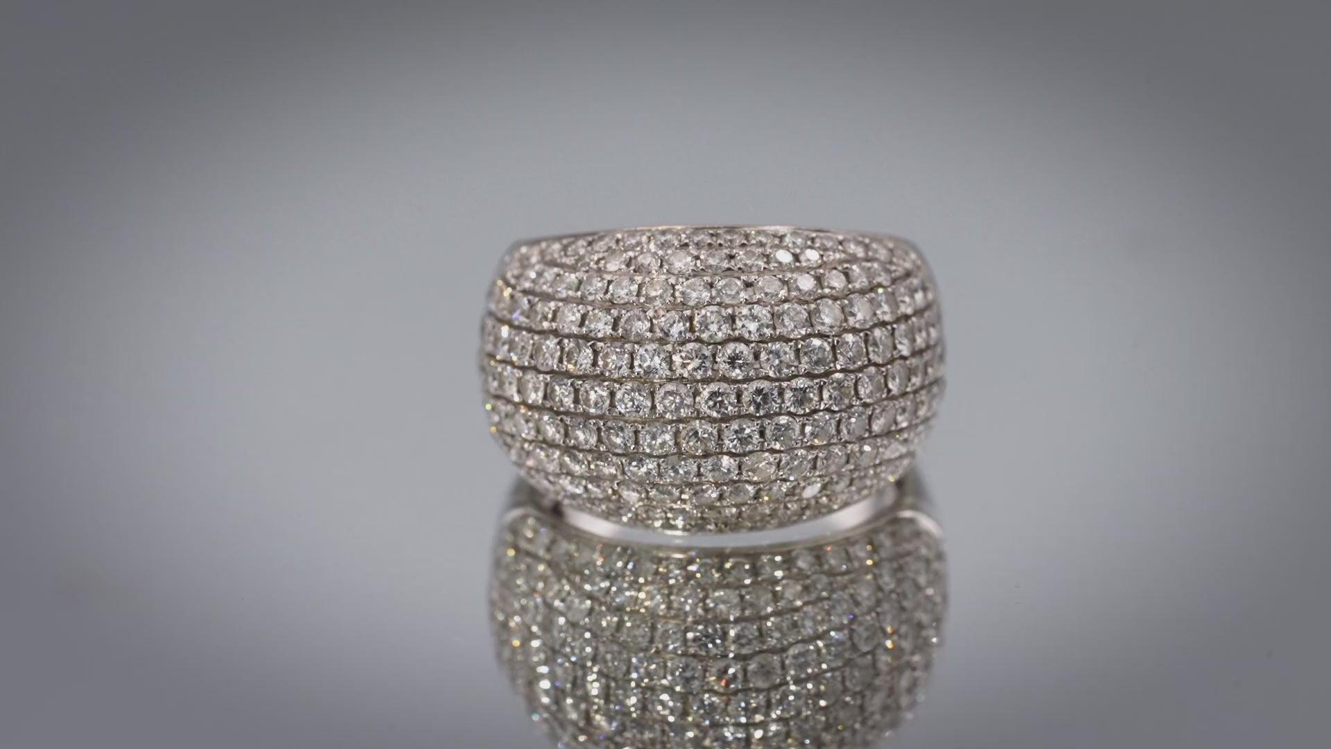 18k White Gold Round Diamond Cluster Dome Cocktail Ring 3.0CT Size 9
