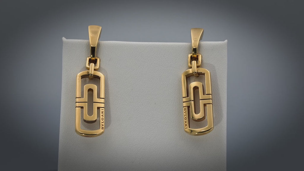 BVLGARI 18k Yellow Gold Parentesi Geometric Design Dangling Earrings