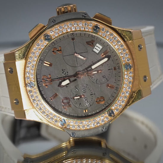 HUBLOT 18k Rose Gold Big Bang Automatic Watch w/ Factory Diamond Bezel Model 341