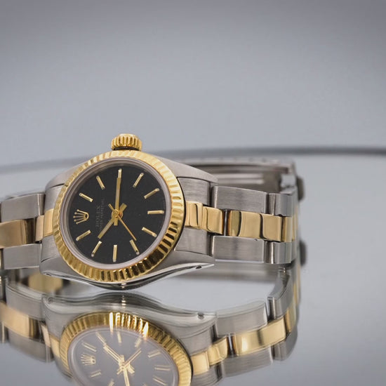 ROLEX Stainless Steel & 14k Gold 67193 Oyster Perpetual Ladies Automatic Watch