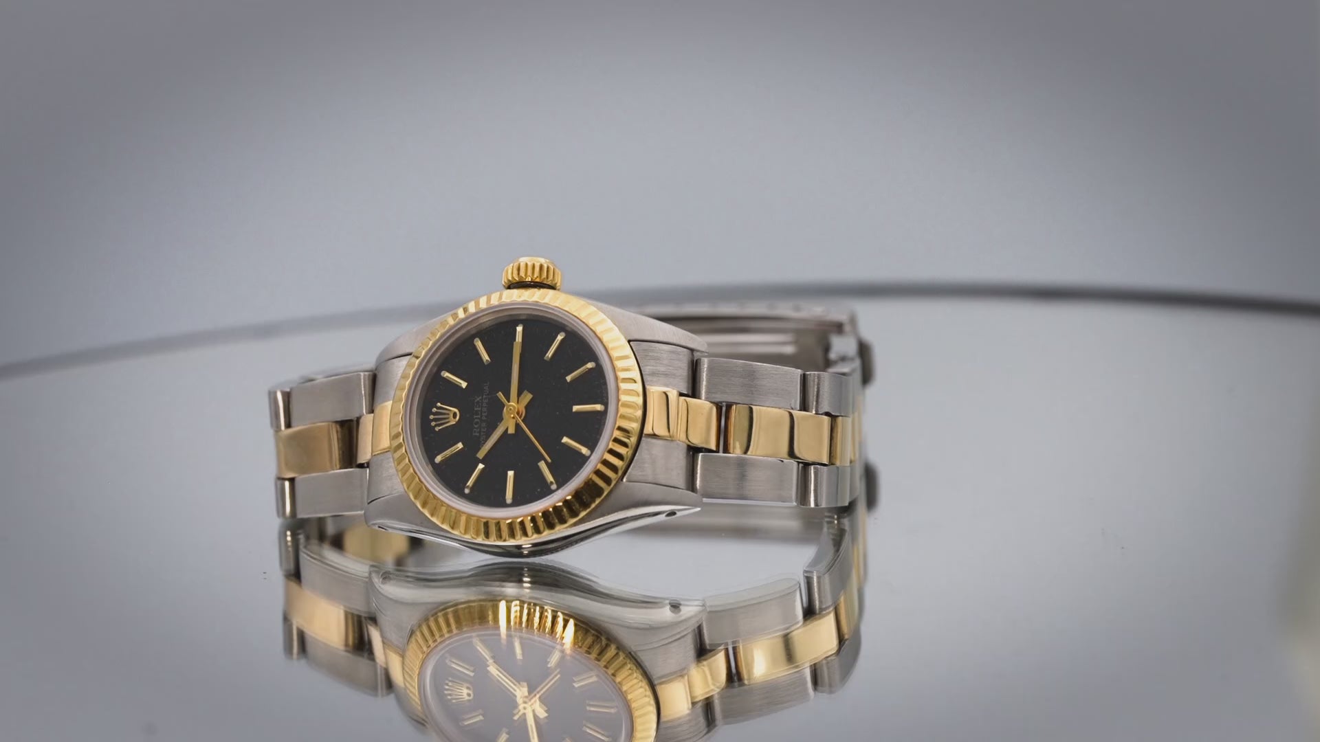 ROLEX Stainless Steel & 14k Gold 67193 Oyster Perpetual Ladies Automatic Watch