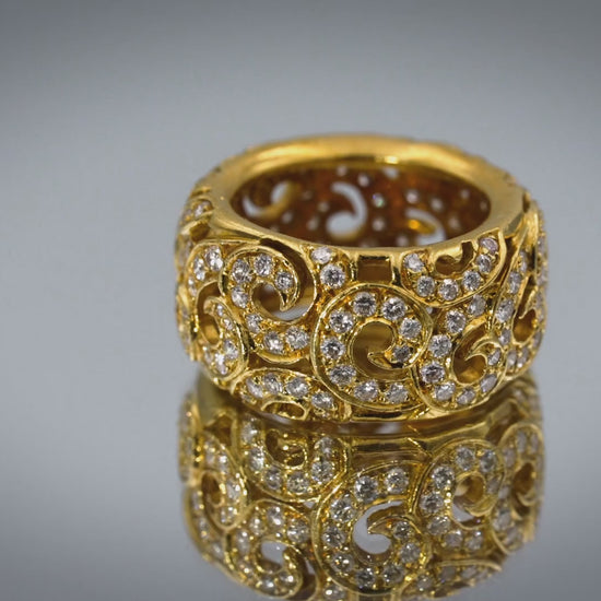 JEAN VITAU 18k Yellow Gold VS Round Diamond Wide Eternity Ring 2.0CT Size 5