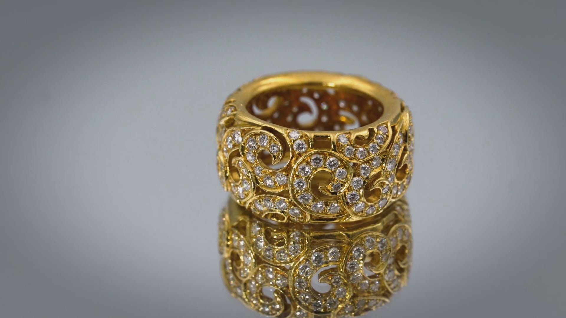 JEAN VITAU 18k Yellow Gold VS Round Diamond Wide Eternity Ring 2.0CT Size 5