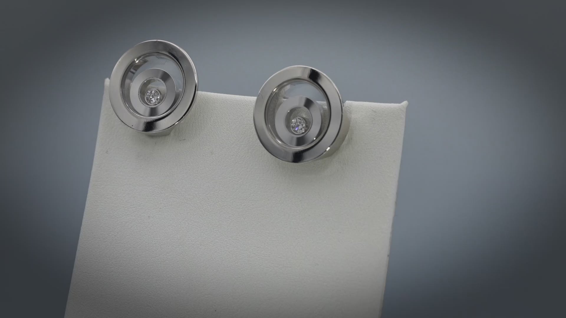 CHOPARD 18k White Gold Happy Spirit Diamond Double Round Earrings
